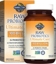 Garden of Life Probiotics for Women and Men - Raw Probiotics Ultimate Care 100 Billion CFU Probiotic Supplement, Daily Probiotic for Adults with Digestive Enzymes, 30 Capsules