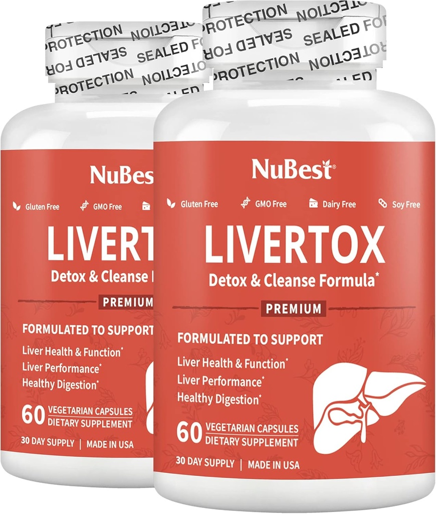 LiverTox - Advanced Liver Detox & Cleanse Formula - Herbal Liver Support with Milk Thistle, Turmeric, Artichoke, Dandelion, Beet & Zinc Helps Liver Function & Digestion | Pack 2