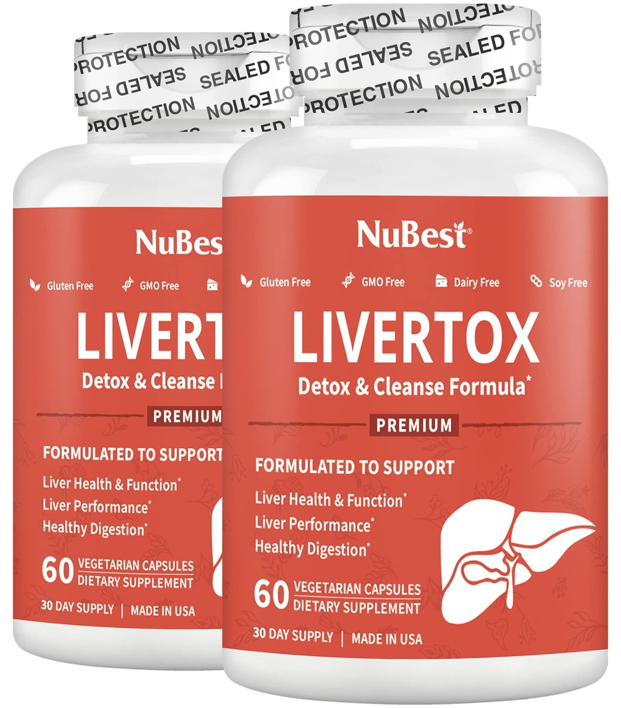 LiverTox - Avanceret lever Detox & Rense Formel - Urte leverstøtte med mælk tidsel, gurkemeje, Artiskoke, Mælkebøtte, Mælkebøtte, Beet & Zink Hjælper leverfunktionen & fordøjelsesbesvær 124; Pack 2