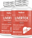 LiverTox - Avanceret lever Detox & Rense Formel - Urte leverstøtte med mælk tidsel, gurkemeje, Artiskoke, Mælkebøtte, Mælkebøtte, Beet & Zink Hjælper leverfunktionen & fordøjelsesbesvær 124; Pack 2