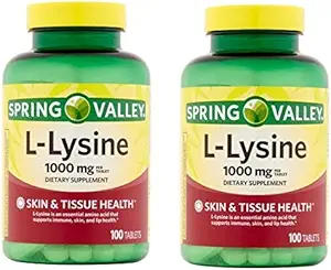 Spring Valley - L- Lysin 1000 mg, 100 tabletter (pakning med 2 tabletter)