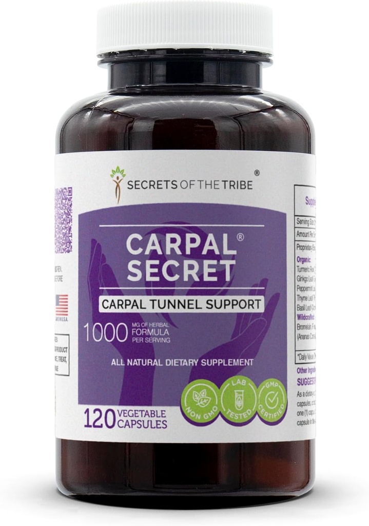 Hemmeligheder i Tribe - Carpal Secret, Carpal Tunnel Support, Herbal Supplement Blend (120 kapsler)