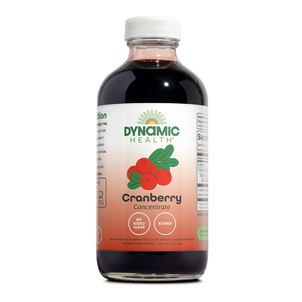 Dynamisk sundhed Pure Cranberry Juice Koncentrat, Usødet, Naturlig Antioxidant Support, Ingen Tilsat Sukker, 8 Fl oz