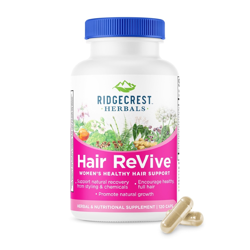 RidgeCrest Herbals hår reVive, Nutritional hår supplement med C-vitamin, biotin (6000mcg), zink, og kobber, hår vitaminer for kvinder til at støtte sundt hår, hud, og negle (120 Caps, 30 Servere)