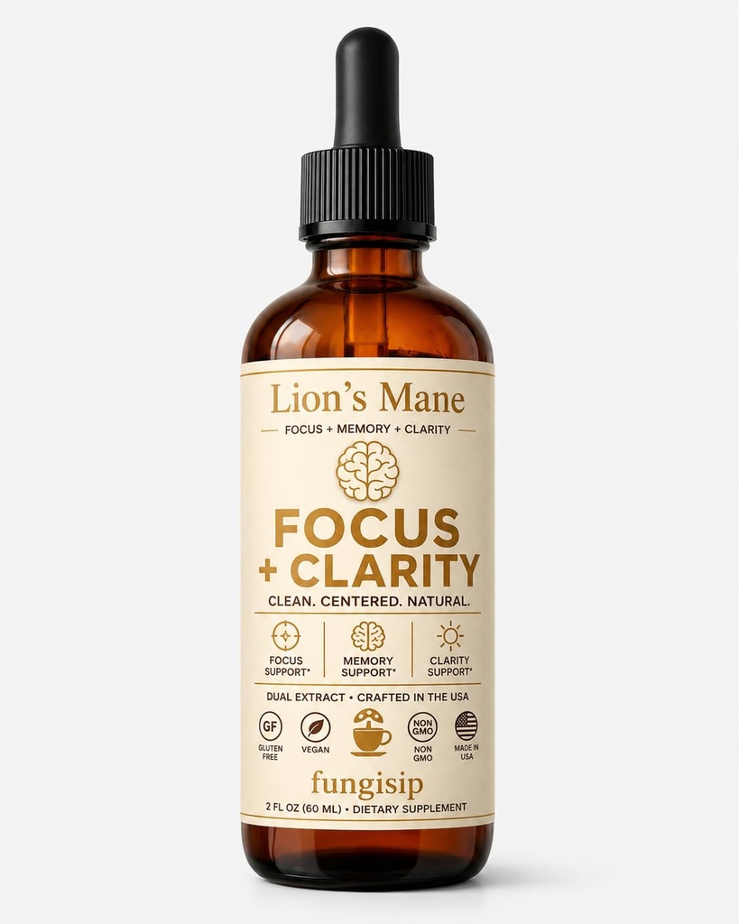 Lions Mane Tinktur - Organic Brain & Focus Support - Ultra-Potent Alkohol- Based Liquid Mushroom Extract - 2 oz