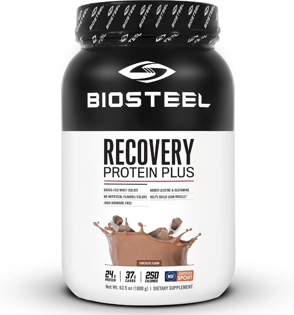 BIOSTEEL Inddrivelse Protein Plus pulver supplement, Grass- Fed- og non-GMO formel, chokolade, 27 Servere