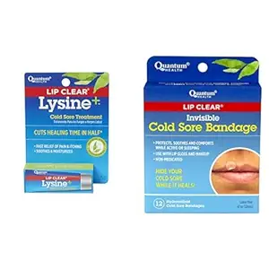 Quantum Health Lip Clear Lysin + Cold Sore Treatment Salve, Transparent, 0,25 Ounce, Lip Clear Usynlig Cold Sore Bandage