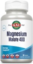 KAL Magnesium Malat 400mg, Chelated Magnesium Supplement med Malic Acid, Sund Energi & Muscle Funktion Support, Forbedret Absorption, Vegan, Non- GMO, 45 Servering, 90 Veg Tabs