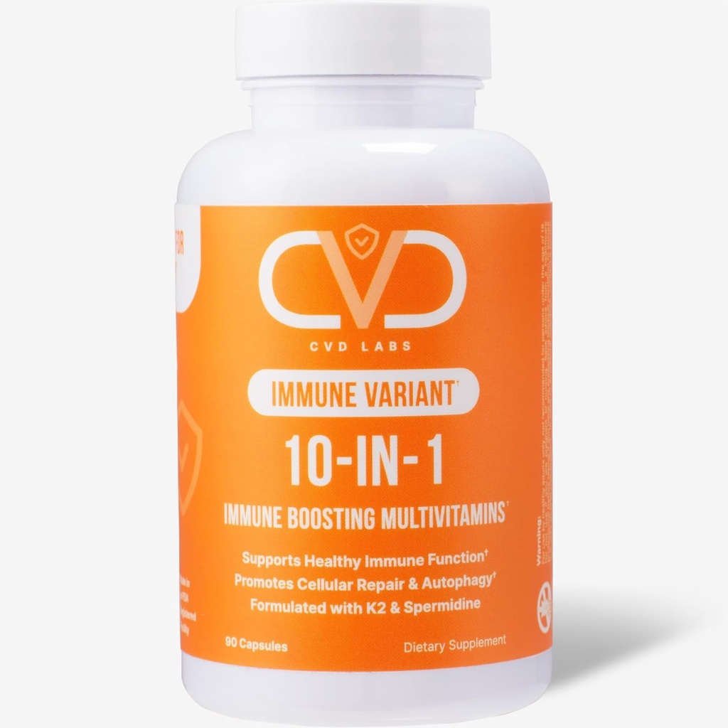 10- in-1 immunvariant, immunbooster tillæg med vitamin B kompleks, zink, gurkemeje, vitaminer C & D for immunforsvar, Immunitet Multivitamin for kvinder & mænd, 90 kapsler