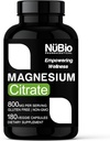 USA Lavede Vegan Magnesium Citrate 400mg Kapsler (Citrato de Magnesio) Non- GMO & Gluten- Free, Magnesium Supplement for dvalehjælp, hjerne, hjerte sundhed, benstyrke, metabolisme og stress af NüBio