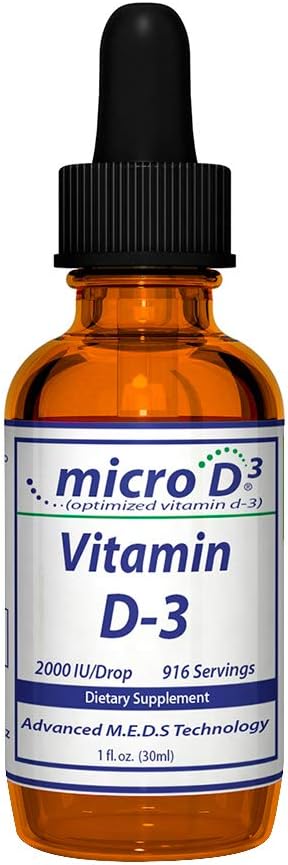 Nutrasal Micro D3 Vitamin D-3 Drops - Høj koncentration (2 millioner IE) Vitamin D3 med Nano teknologi og op til 10X mere Absorption -1 oz (30 ml)