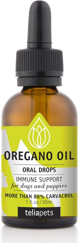 Veterinure Oregano Oil Oral Drops for Peter- Natural Immunforsvar Support til hunde & Puppies- Pet Supplement - Deep Cleansing Action for Perfect Dog Coat, Hud & Samlet Health-1 fl.oz