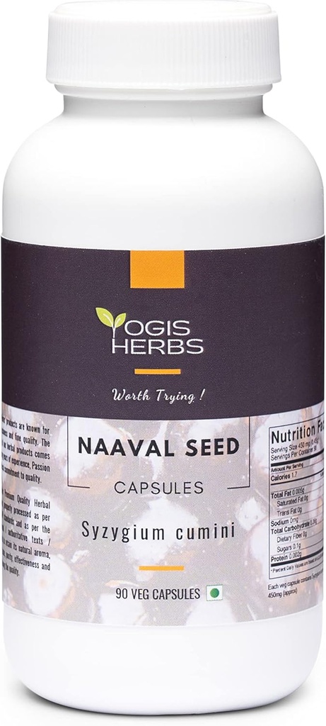 YOGIS HERBS Naval Seed Kapsler (Syzygium cumini / Jamun Seed / Indian BlackBerry) 90 Veg Kapsler