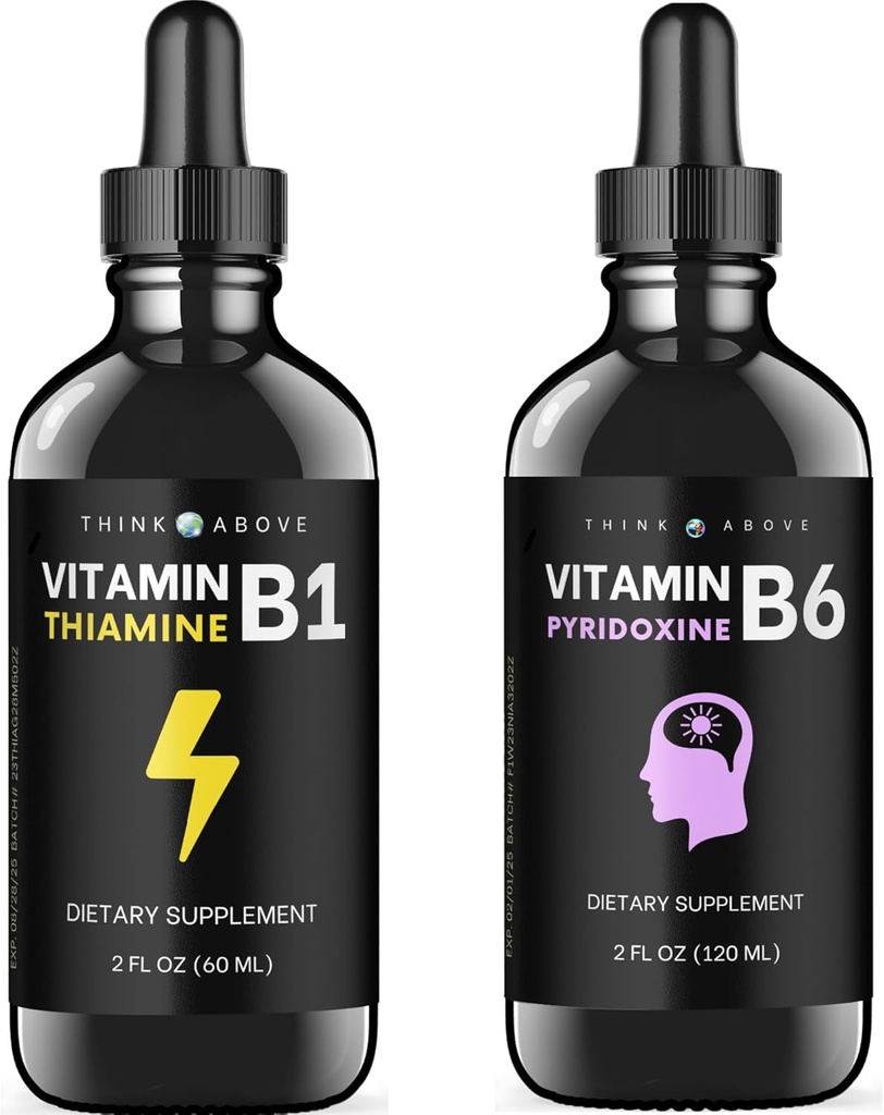 Vitamin B6 og vitamin B1 Bundle - 2 oz Hver - flydende dråber
