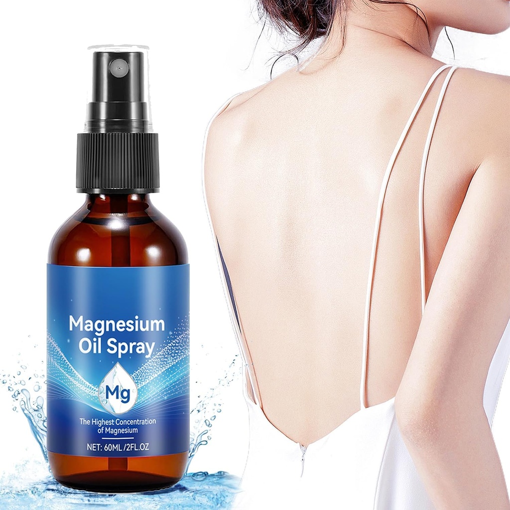 Pure Magnesium Oil Spray, Magnesium Spray, Ingen usunde trace mineraler - 100% Pure Organic Natural Magnesium Spray, Fælles Sundhed & Søvnstøtte, Hurtig Absorption - Let at bruge