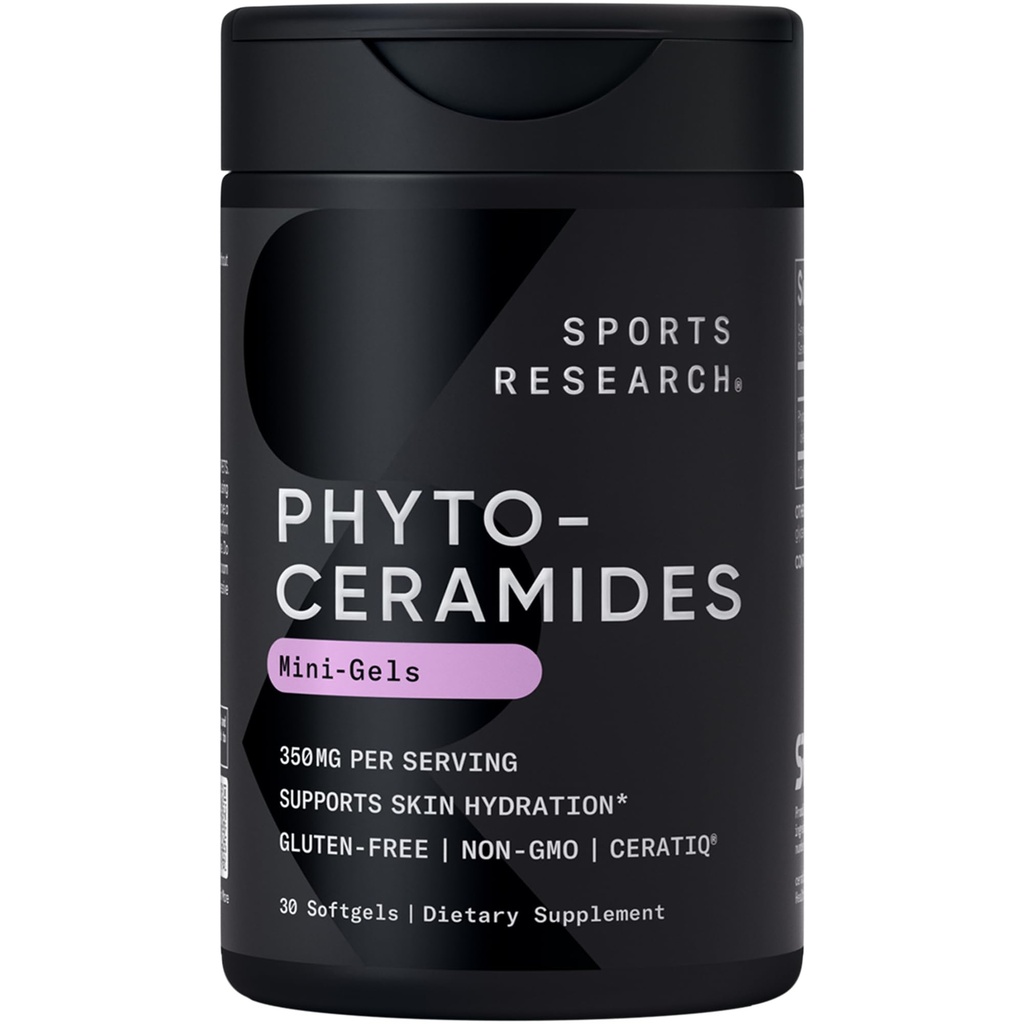 Phytoceramider 350 mg pr. bløddel - Plante Derived Ceramider til sund hud og hydrering - Ikke GMO 'er uden fyldstoffer eller syntetiske vitaminer - 30 flydende bløddele