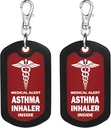 mmmoom 2pcs Astma Inhaler inde Tag- Red Medical Alert Zipper Pull Bag Tag