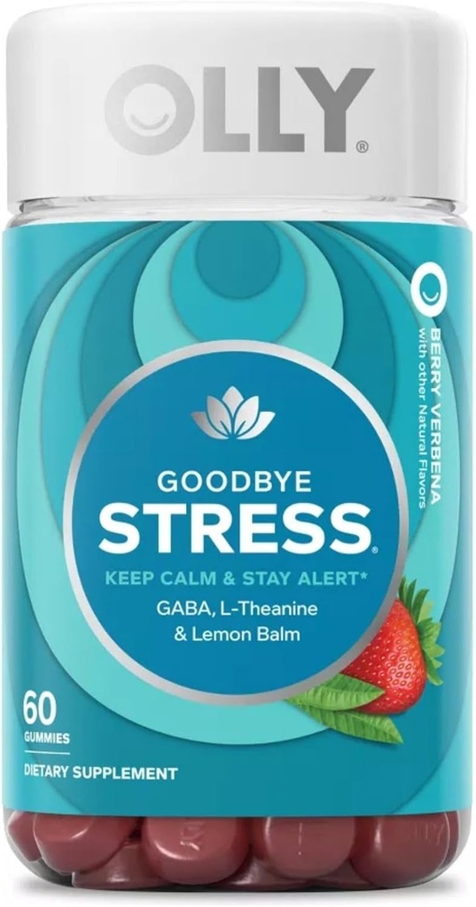 OLLY FAR Stress Gummy, GABA, L- Theanine, Lemon Balm, Stress Relief supplement, Berry - 60 Greve