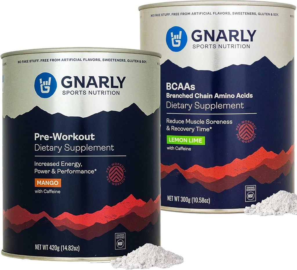 Gnarly Nutrition Fortræning Mango (14.82oz) BCAAs Lemon Lime (10.58oz)