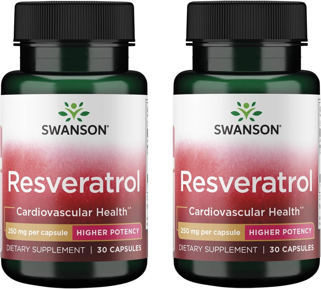 Swanson Resveratrol - Højere potens 250 mg 30 Caps (2 Pack)