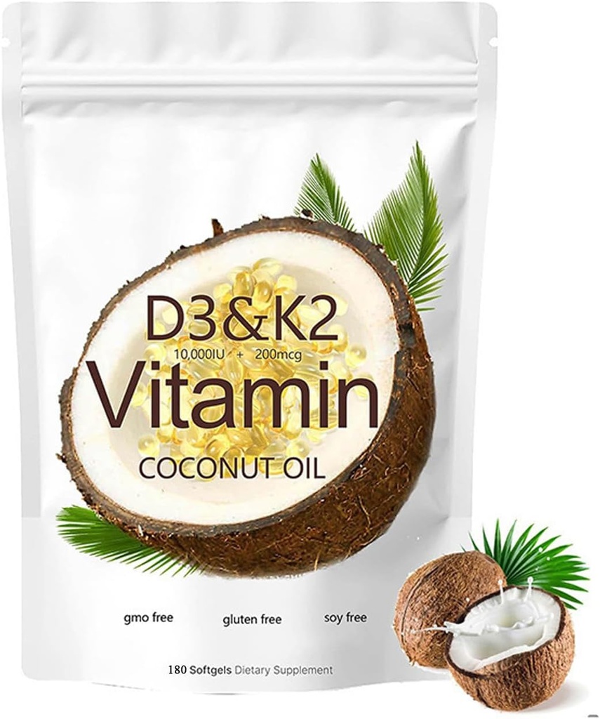 21- vitamin D3 K2 tillæg Softgel, 10000 IE VIT D3 + 200 MCG vitamin K2 (180 stk.)
