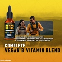 Vitamin B12 Sublingual Liquid Drops 5000 mcg - Vegan Methyl B- 12 Supplement for Energy & Focus - B 12 Vitamin til kvinder & mænd - Hurtig Absorption Methylcobalamin - 120 Servering - 4 fl oz