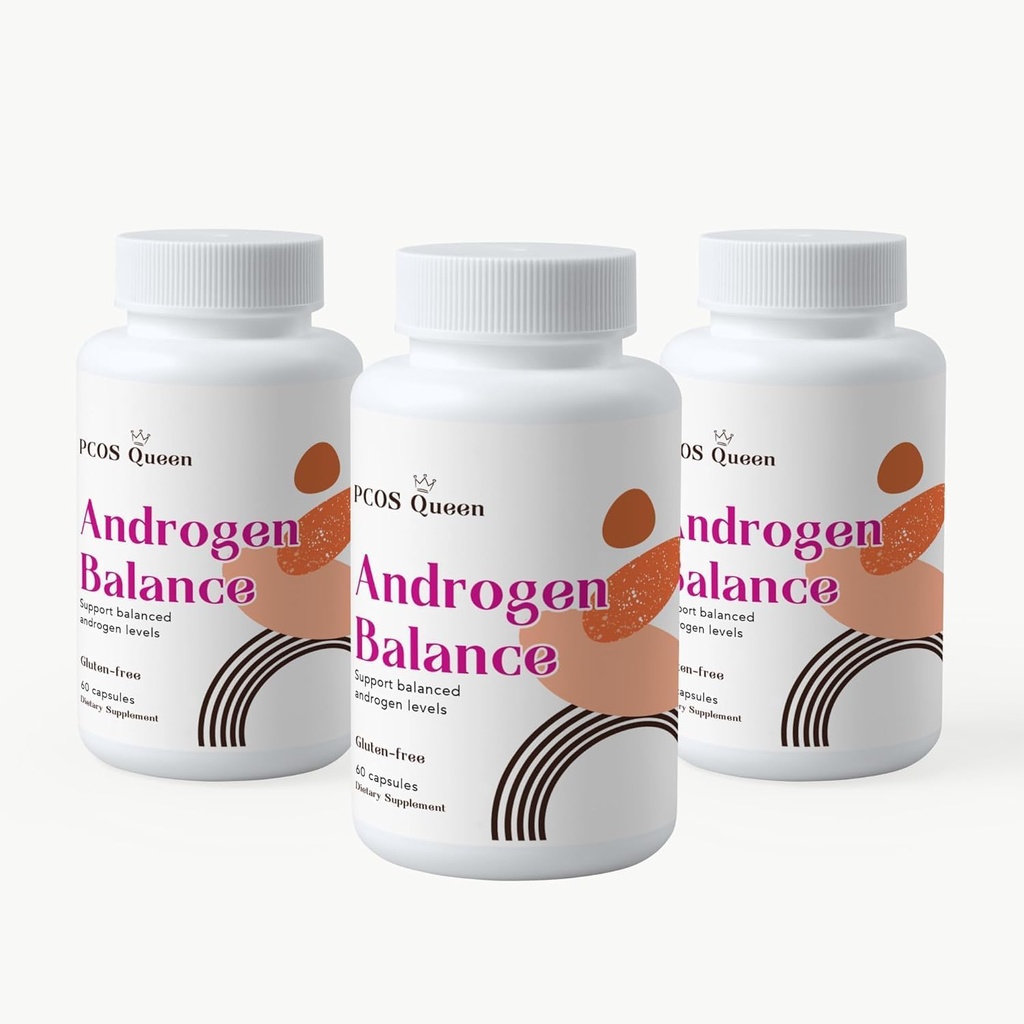 Androgen balance - Hormonbalance supplement til kvinder - Støtte til overskydende krop eller ansigtshår, Balding, Fertilitet (3 flasker)