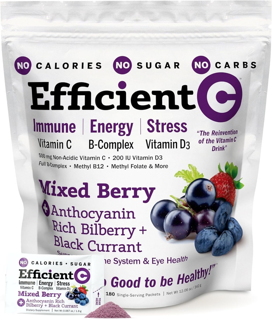 ANDREW LESSMAN Effektiv C Blandet Berry 90 Pakker - immunforsvar, energi, stress og øje sundhed støtte. Forstærkning af C-vitaminen. Ingen kalorier. Ingen Sugar. Ingen kulhydrater. Let at blande.