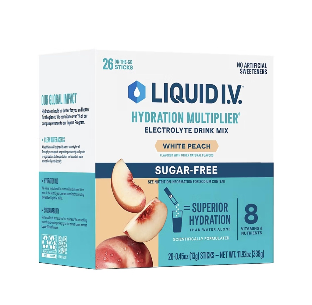 Flydende I.V. Sugarfri Hydration Multiplier Hvid Peach - 26 sticks (1)