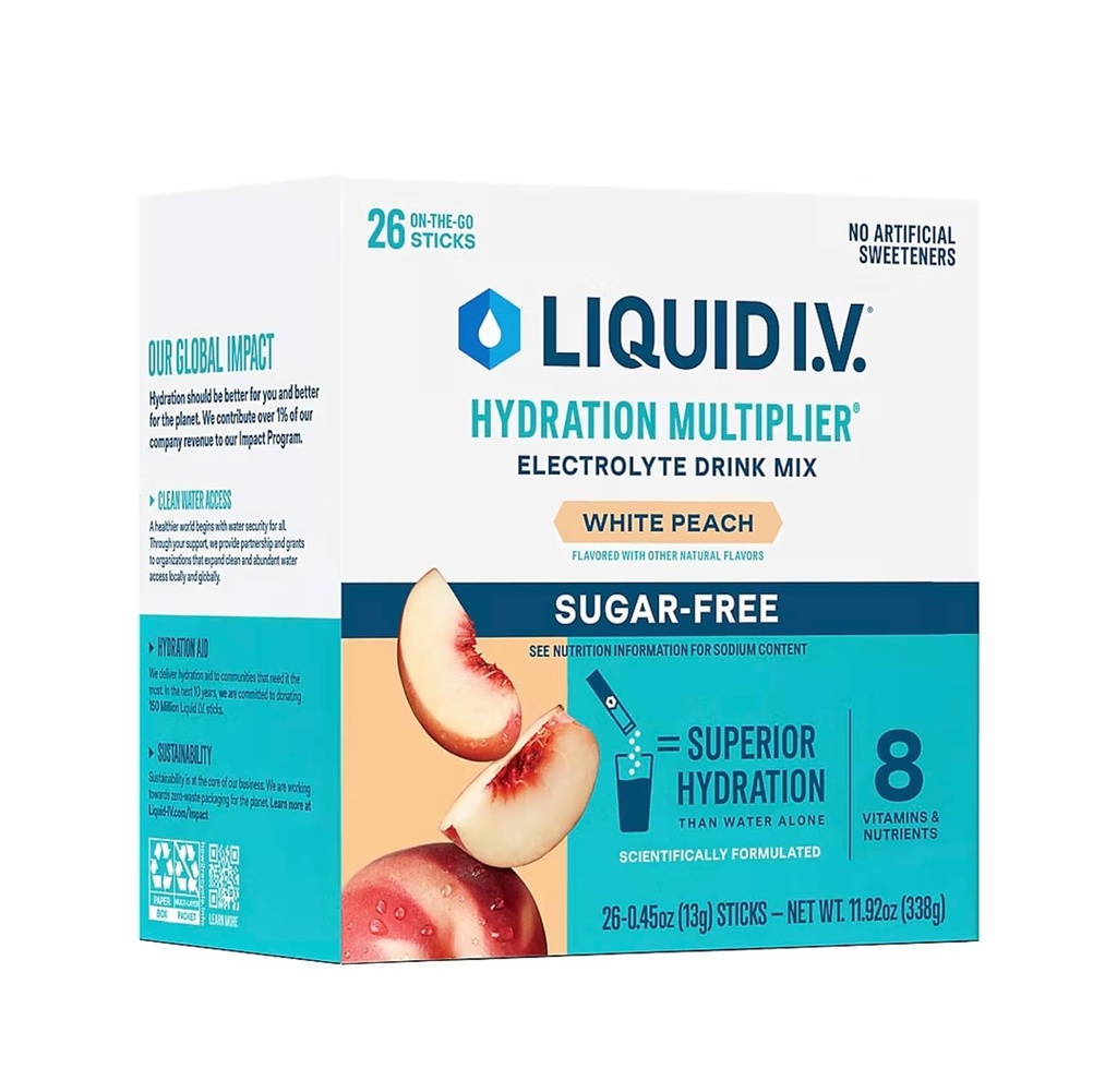 Flydende I.V. Sugarfri Hydration Multiplier Hvid Peach - 26 sticks (1)