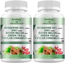 GREENPEOPLE Berberine tillæg med Ceylon kanel - 120 greve Berberine 1500mg Berberine HCL kapsler med Bitter Melon / Artiskoke Ekstrakter & naturlige urter til immunforsvar 2 Pack