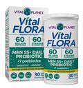 Vital Planet - Vital Flora Mænd Over 55 Daglige Probiotiske, 60 Millioner CFU, Diverse Strops, Organic Prebiotics, Immunity Support, fordøjelsessygdomme Hylde Stabil Probiotika til mænd, 30 Kapsler