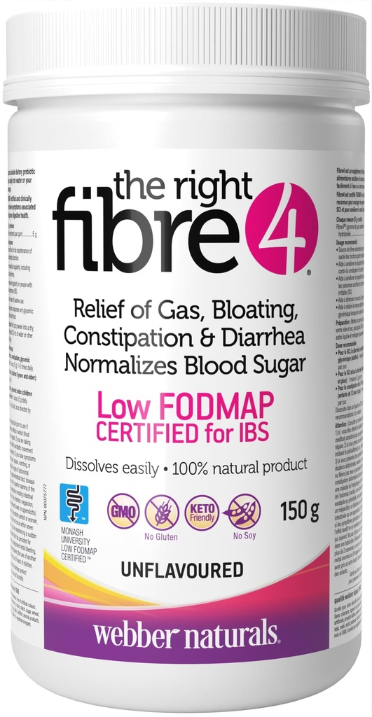 Webber Naturals Fibre 4 Uaromatiseret, 150 g pulver