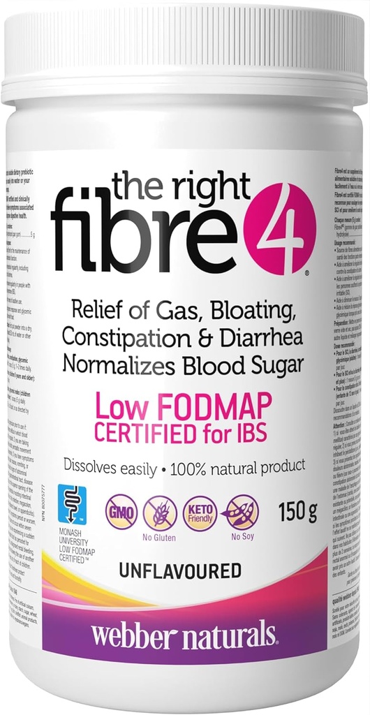 Webber Naturals Fibre 4 Uaromatiseret, 150 g pulver