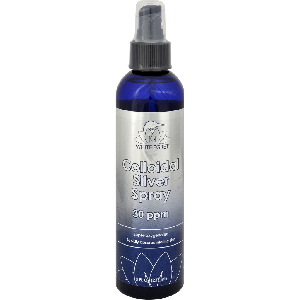 Hvid Egret Hudpleje Kolloid Sølv Spray, 8 Ounce