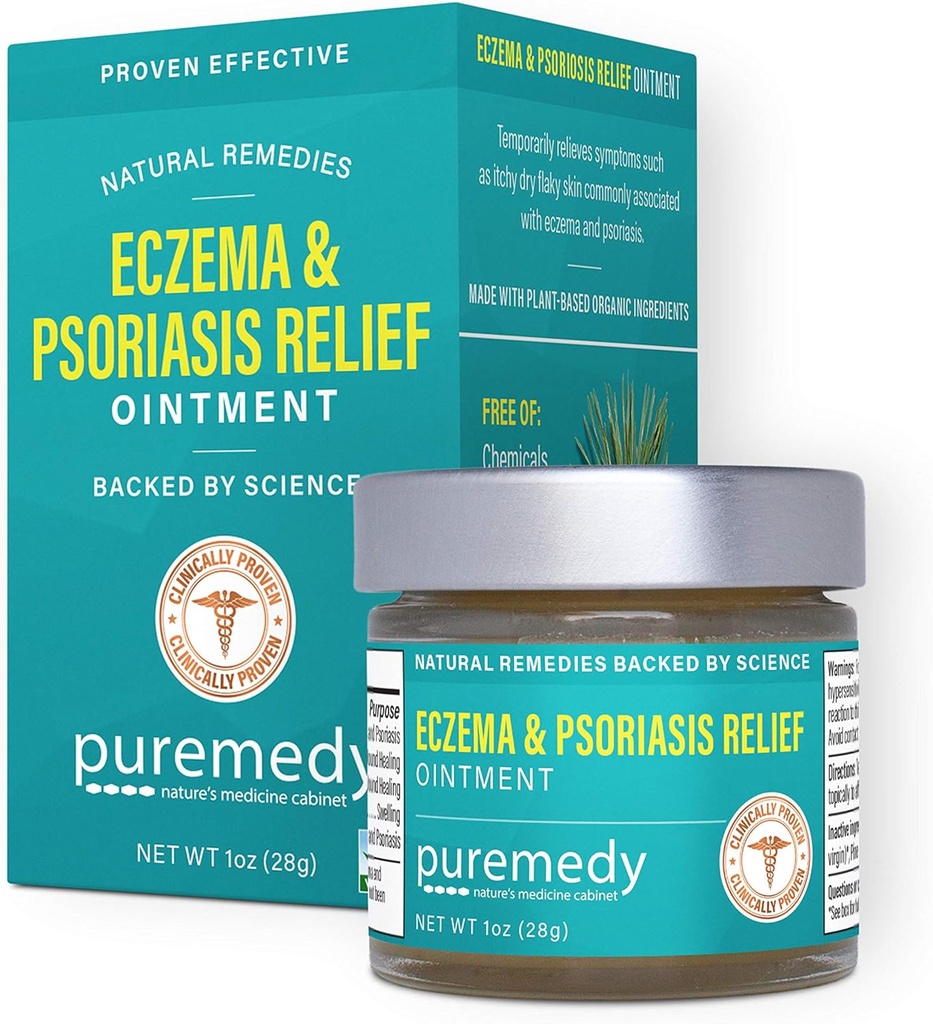 Puremedy Eksem & Psoriasis Relief Salve Alle naturlige salve lindrer og lindrer symptomer på tør Itchy Flaky Scratchy eller Weepy Skin - 1 oz Jar