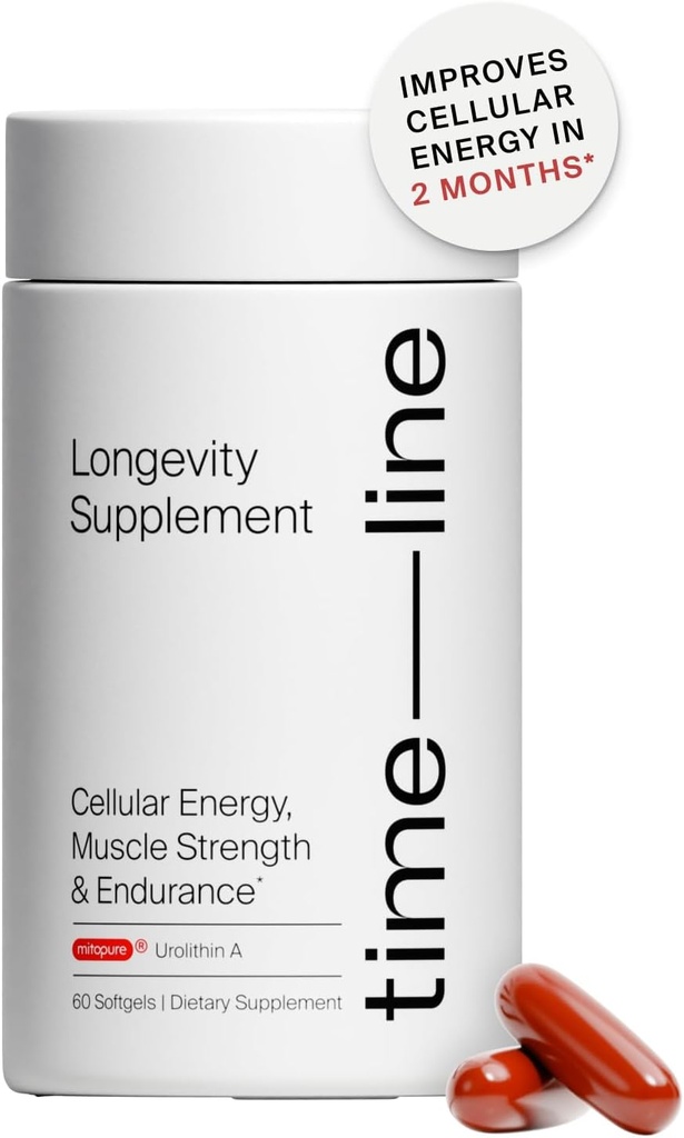 Timeline Mitopure Urolithin A Supplement - Klinisk provet støtte til sund aldring og cellulær fornyelse - Mitocytisk for muskelstyrke og lang levetid - 60 Softgels