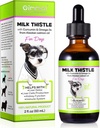 Mælk Tistle til hunde, Hund Lever Support Drops - Hund Mælk Tistle Hjælper Hund Lever Detox, Pet Supplement Treats med lakseolie, Curcumin C3 Complex og Omega 3 EPA & DHA, Bacon Flavor - 2 fl.oz