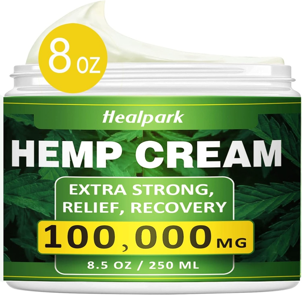 Healpark Natural Hamp Cream - 8,5 fl oz -with Arnica, MSM, Turmerisk, Menthol