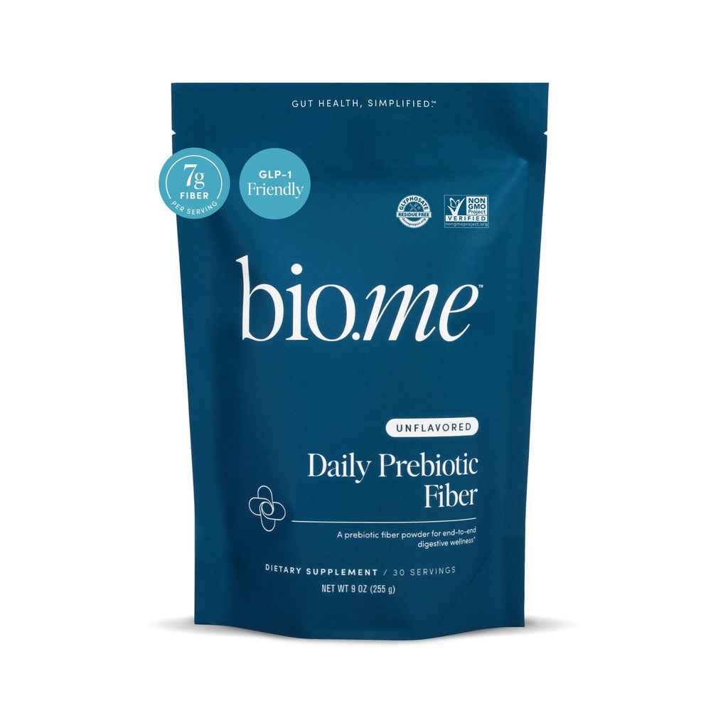 Bio.me Daily Prebiotic Fiber Powder Unflavored - 7g Per Serving - Soluble & Insoluble Fiber Supplement Powder for Women & Men - Digestive Health & Gut Health - GLP-1 Friendly, Sugar Free - 30 Servings