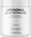 Codeage Liposomal Glutathion Powder - 1000 mg Vegan Reduceret L- Glutathion per servering, Liposomal Levering - 2 - Måned Supply - Unflavored - Phospholipid - Non- GMO Gluten- Free - 2,22 Oz