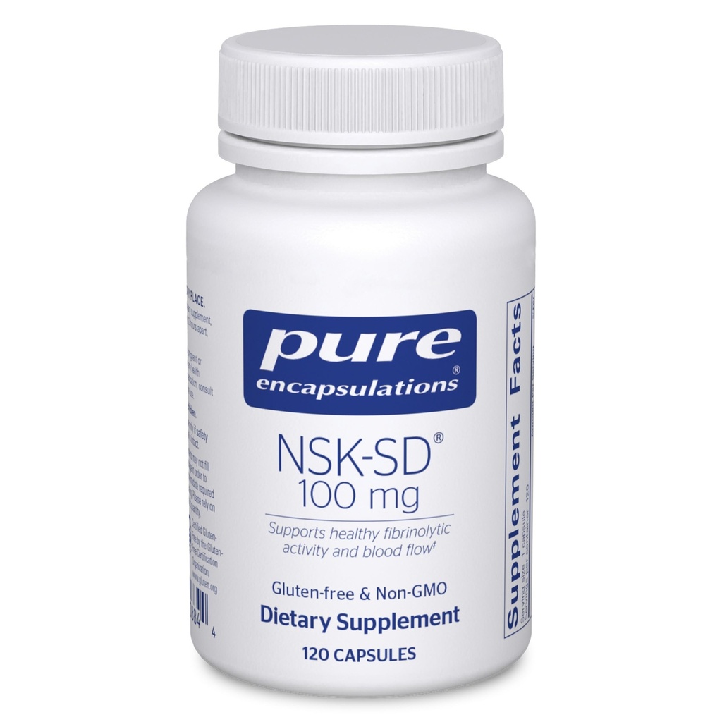 Ren indkapsling NSK- SD - 100 mg Natokinase - for normal blodcirkulation - Understøtter Fibrinolytisk aktivitet * - Gluten Free & Non- GMO - 120 kapsler