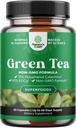 Grøn te ekstrakt kapsler - 500 mg Pure Leaf grøn te koffein supplement - EGCG, Koffein ekstrakt & polyphenoler supplement til sund stofskifte støtte til kvinder & mænd - Natural Detox - 60 Greve