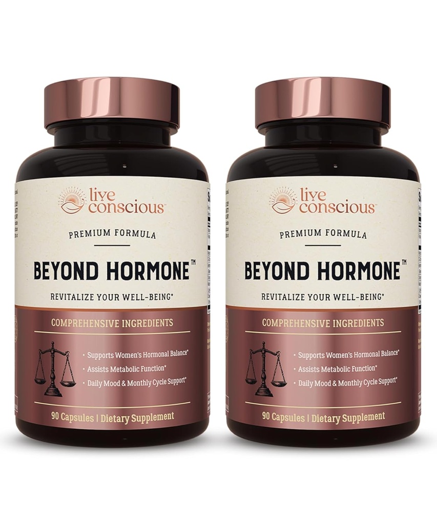 Live Conscious Beyond Hormone Daily Menopause & PMS Supplement - Metabolisme Support & Sund Østrogen Balance for Kvinder - Berberine, DIM, Chaste Tree Berry, Maca Root, Myo & D- Chiro- Inositol - 90 Ct.