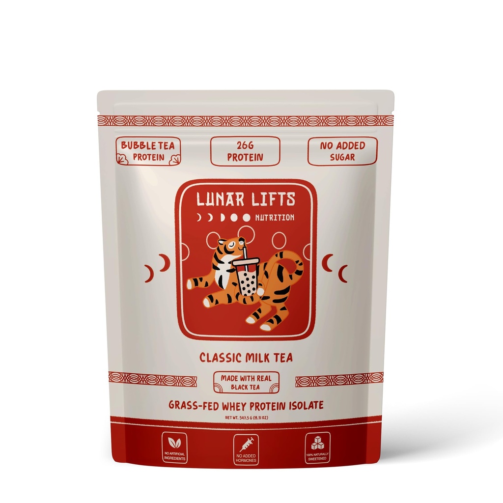Lunar Lifts Nutrition Classic Milk Tea Boba Protein Pulver124; Whey Protein Isolate 124; 26g Græs Fed Whey Protein Pulver124; Ingen Tilføjet Sukker eller Kunstige Ingredienser