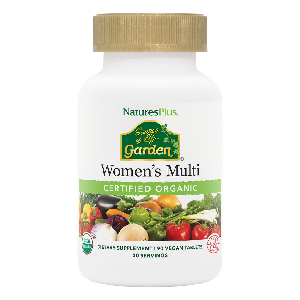 NaturePlus Kilde til Life Garden Organic Women 's Multivitamin - Pure, Natural Whole Food Ingredients - 90 Vegan Tablets (30 Servere)