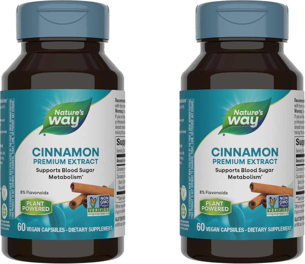 Nature 's Way Premium Extract Kanel Standardiseret til 8% Flavonoider 60 Vcaps (pakke med 2)