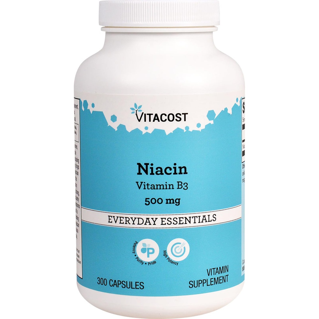 Vitacost Niacin (vitamin B-3) - 500 mg - 300 kapsler