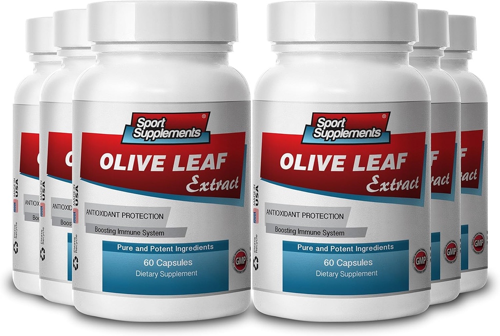 Sport kosttilskud Olive Leaf Extract kraftfulde antioxidant, immunsystem sundhed 500mg (6 flasker, 360 kapsler)