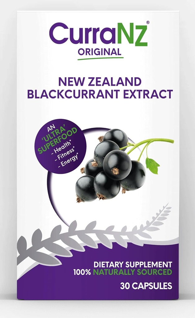 CURRANZ New Zealand Blackcurrant Uddrag Sports Nutrition Kapsler Budding 124; Muscle Recovery Buddy 124; Endurance Performance Buddy 124; Pre or Post Workout Supplement Buddy 124; Vegan & Koffein Free (30 Kapsler)